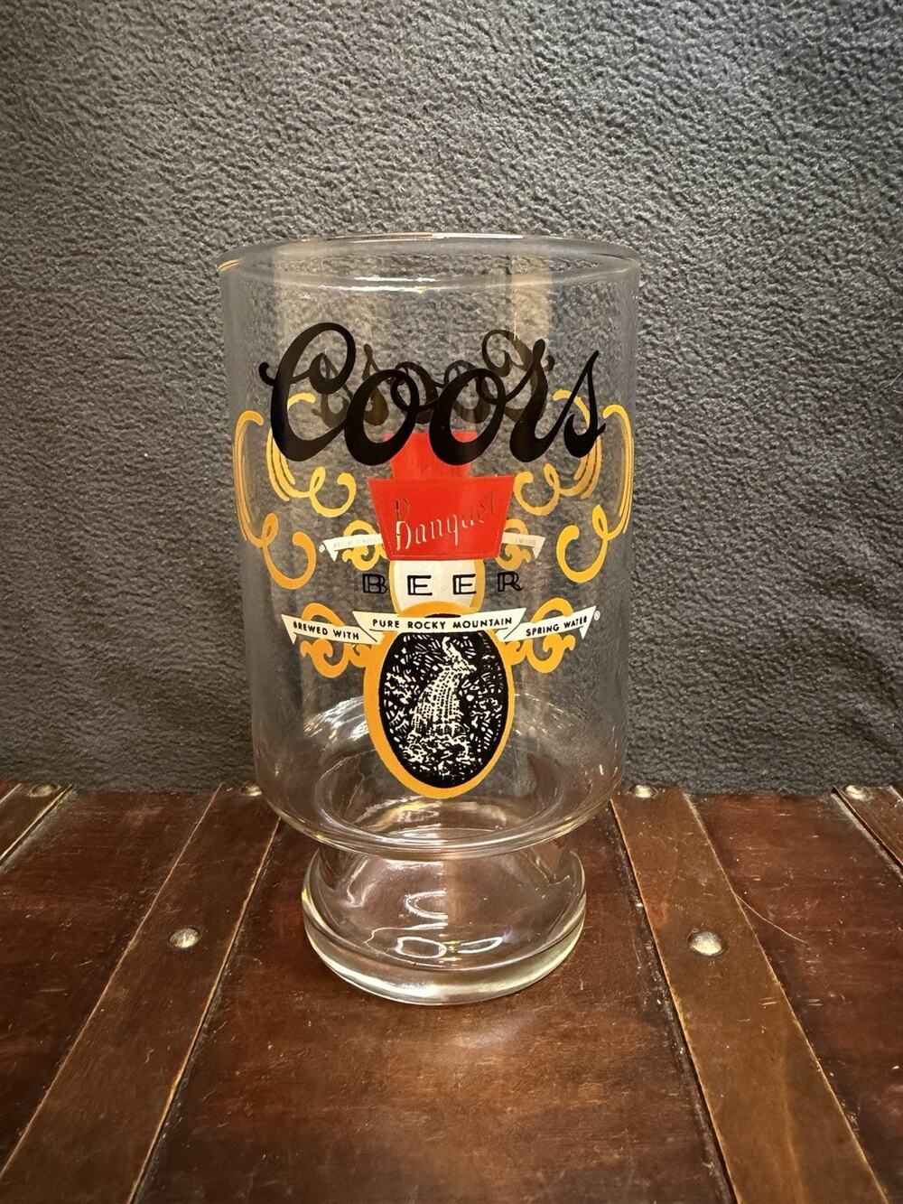 Coors Banquet Beer 32 oz Vintage Footed Pedestal Pub Glass 6.75" Large